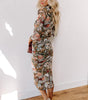 Robe Midi à Imprimé Floral et Col Montant pour Femmes