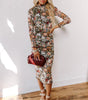 Robe Midi à Imprimé Floral et Col Montant pour Femmes