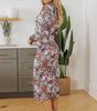 Robe Midi à Imprimé Floral et Col Montant pour Femmes