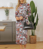 Robe Midi à Imprimé Floral et Col Montant pour Femmes