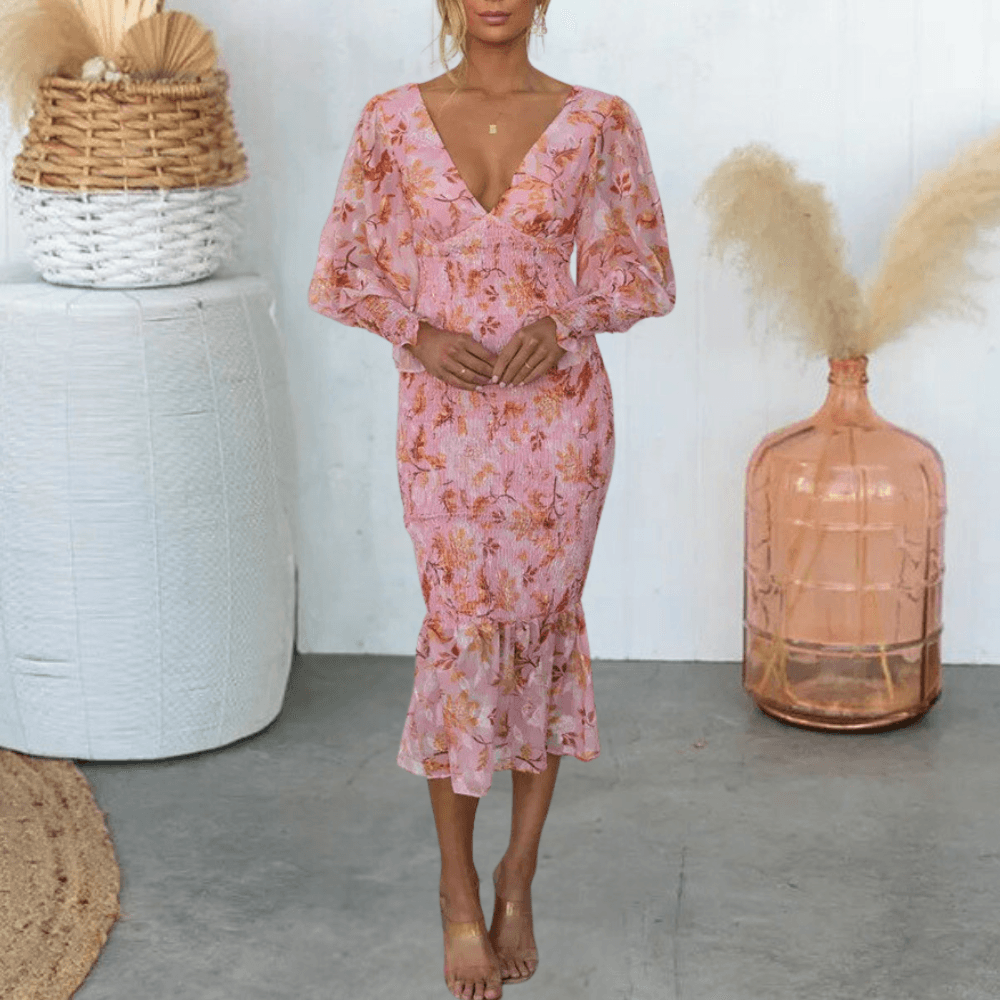 Robe Midi Imprimé Floral pour Femmes