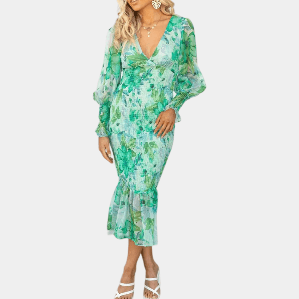 Robe Midi Imprimé Floral pour Femmes