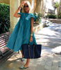 Robe Midi Imprimé Floral et Volants pour Femmes