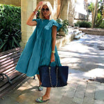 Robe Midi Imprimé Floral et Volants pour Femmes