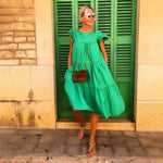 Robe Midi Imprimé Floral et Volants pour Femmes