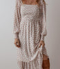 Robe Midi Imprimée Floral avec Volants pour Femmes