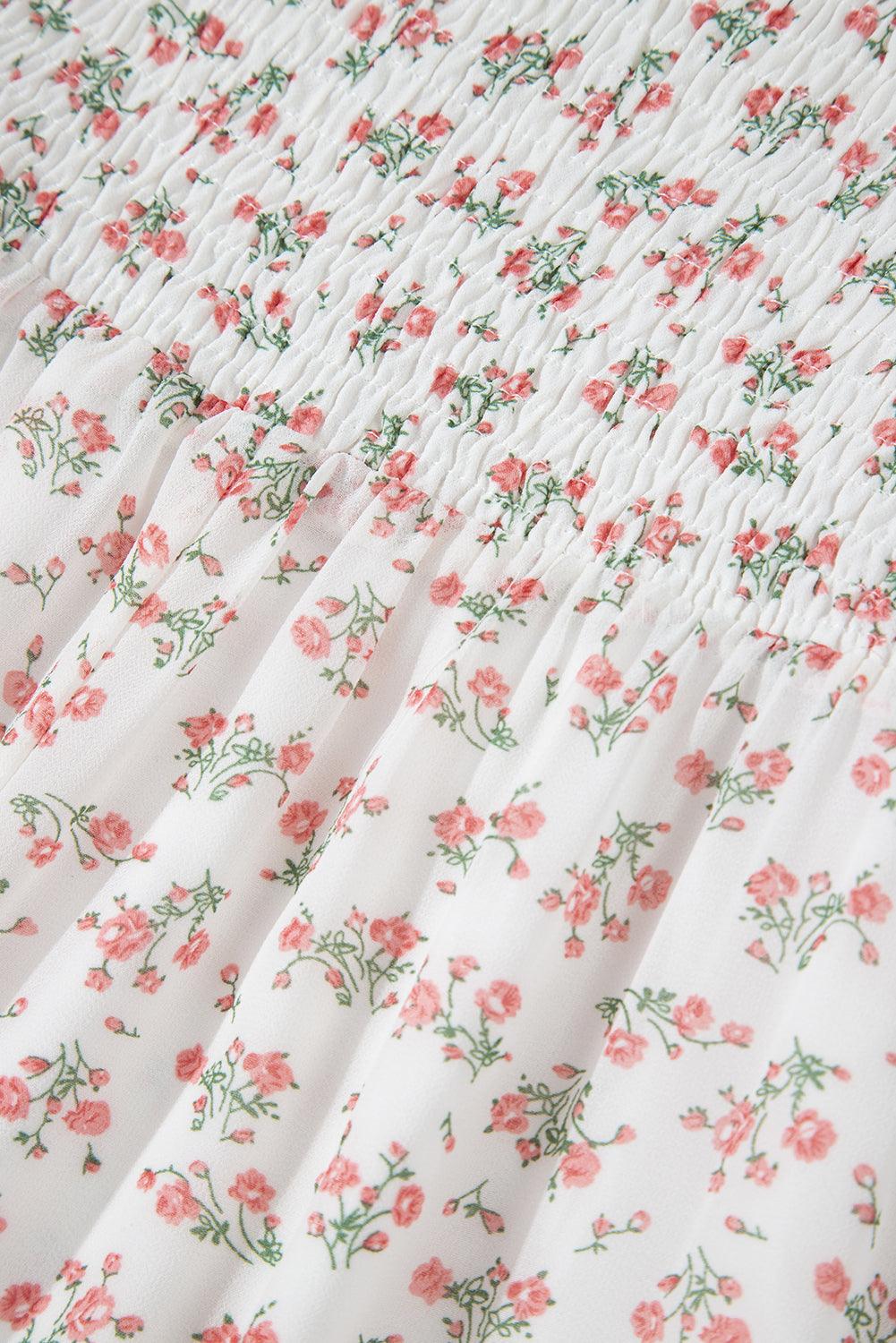Robe Midi Imprimée Floral avec Volants pour Femmes