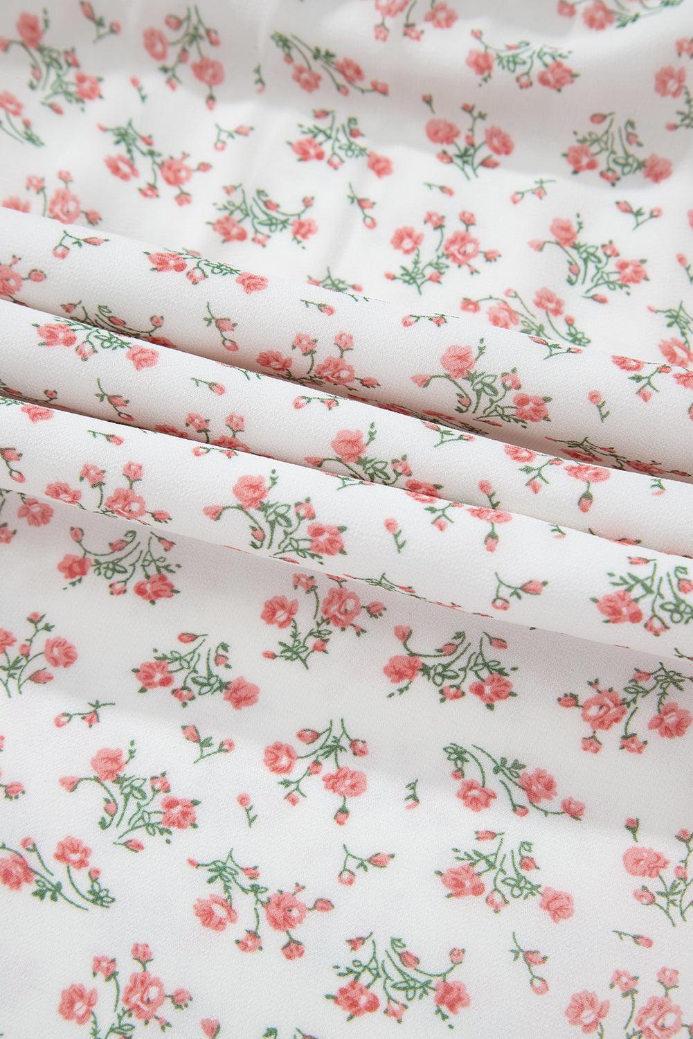 Robe Midi Imprimée Floral avec Volants pour Femmes