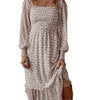 Robe Midi Imprimée Floral avec Volants pour Femmes