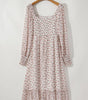 Robe Midi Imprimée Floral avec Volants pour Femmes