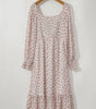Robe Midi Imprimée Floral avec Volants pour Femmes