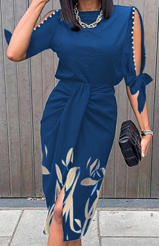Robe Midi Imprimé Floral et Fente pour Femmes