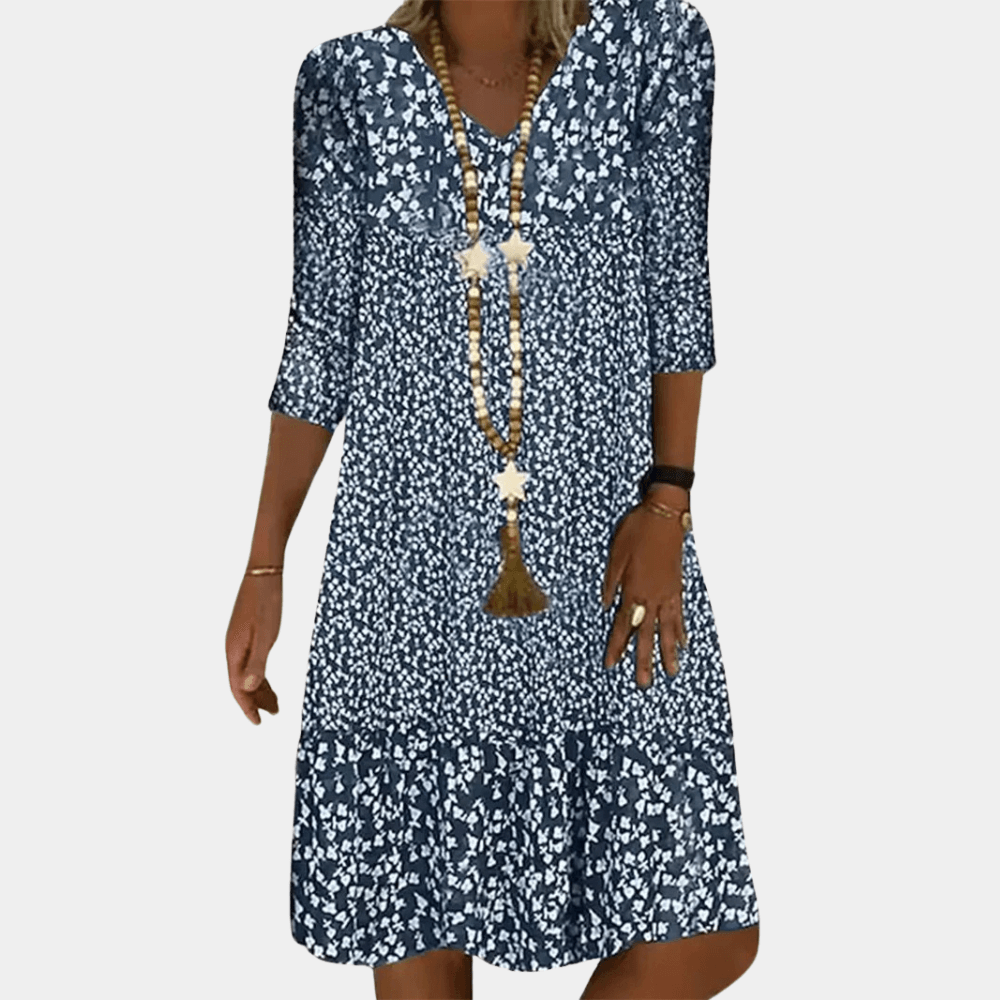 Robe Midi Imprimée Florale Décolleté en V pour Femmes