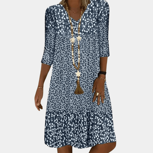 Robe Midi Imprimée Florale Décolleté en V pour Femmes