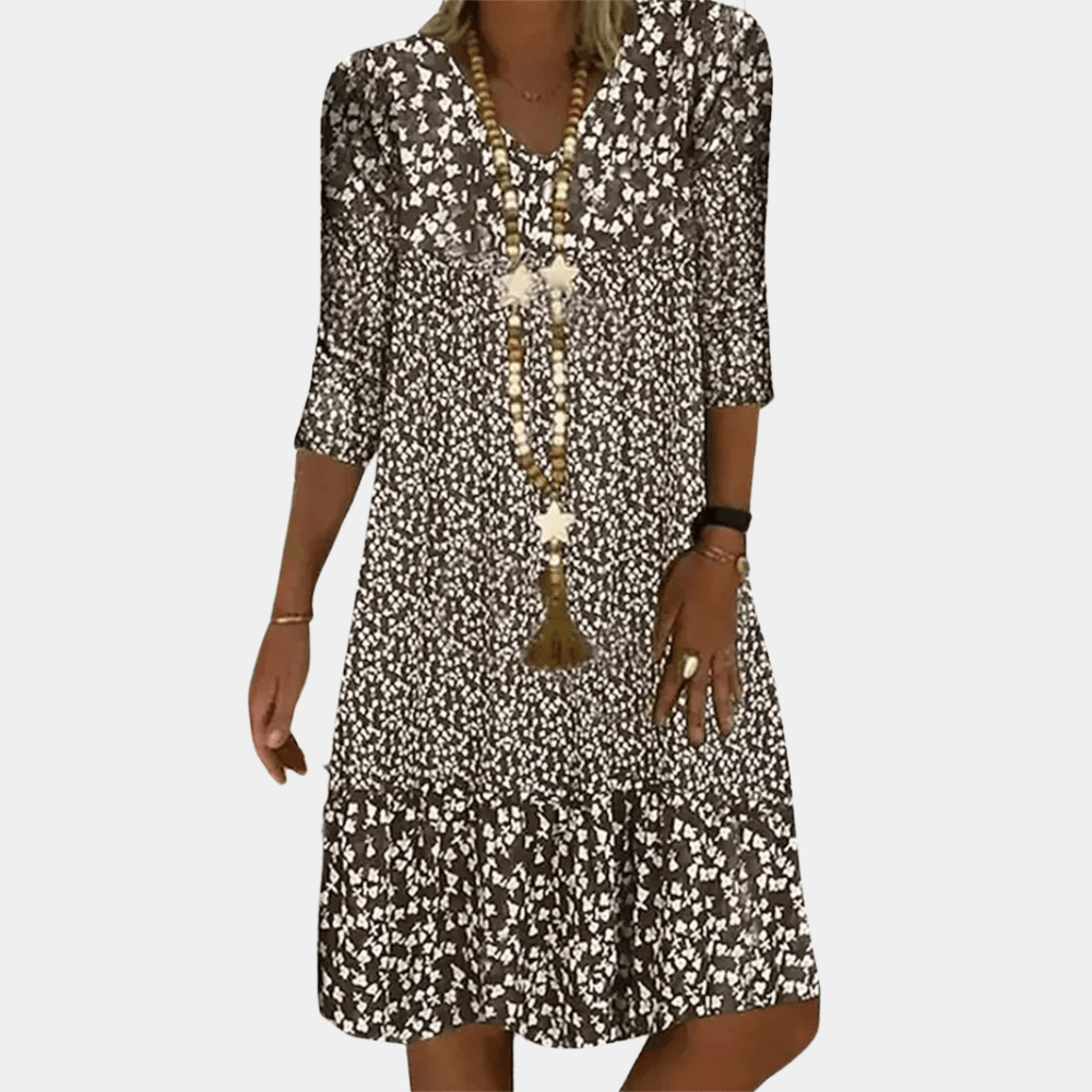 Robe Midi Imprimée Florale Décolleté en V pour Femmes
