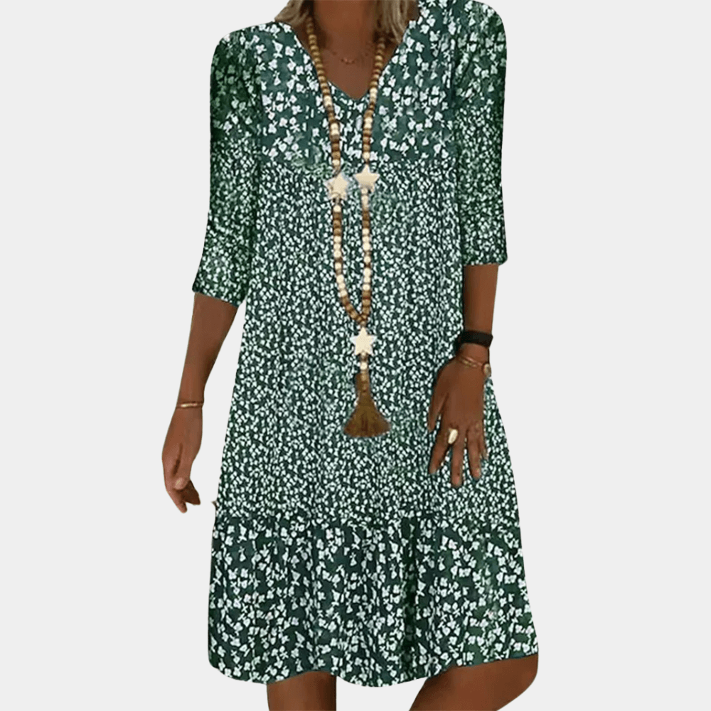 Robe Midi Imprimée Florale Décolleté en V pour Femmes