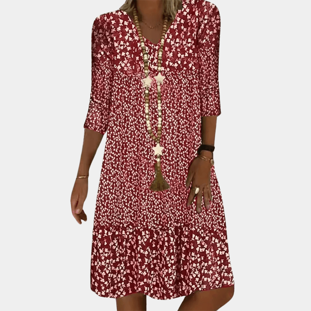 Robe Midi Imprimée Florale Décolleté en V pour Femmes