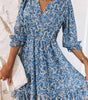 Robe Midi Imprimé Floral Décolleté en V pour Femmes