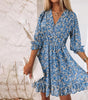 Robe Midi Imprimé Floral Décolleté en V pour Femmes