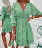 Robe Midi Imprimé Floral Décolleté en V pour Femmes