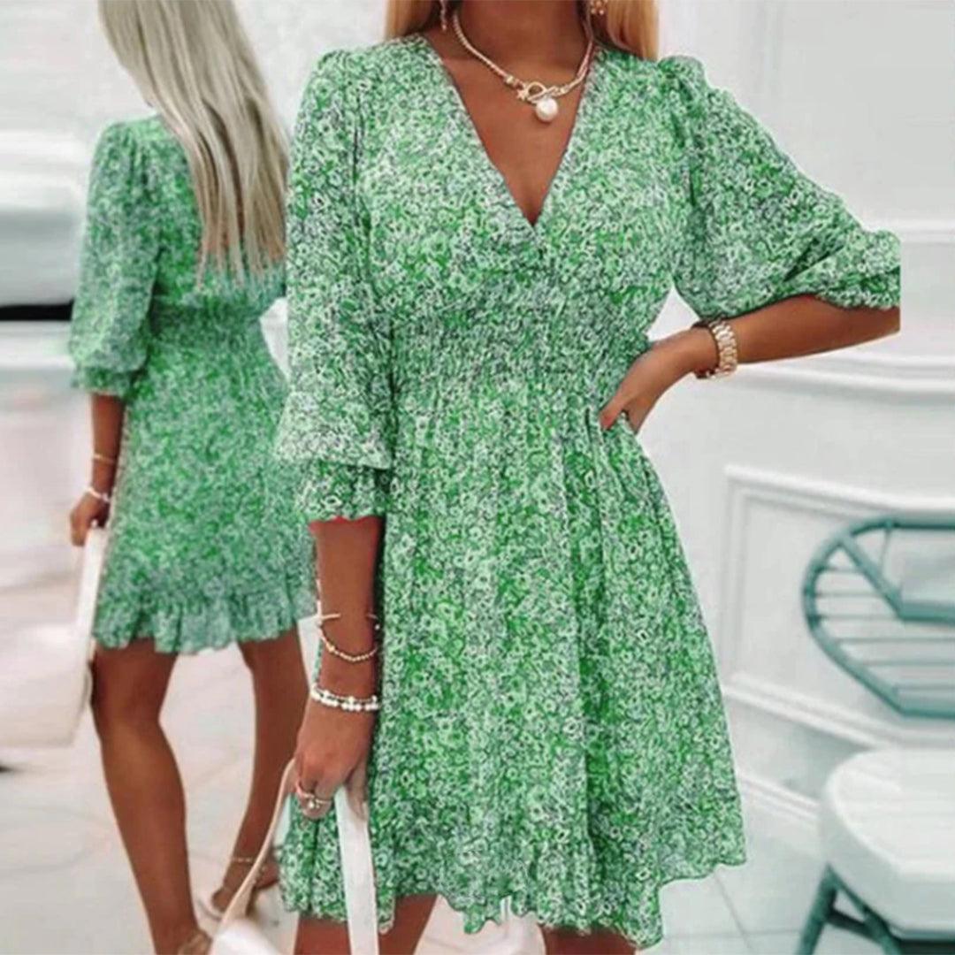 Robe Midi Imprimé Floral Décolleté en V pour Femmes