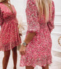 Robe Midi Imprimé Floral Décolleté en V pour Femmes