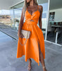 Robe Midi Drapée avec Fente et Poches pour Femmes