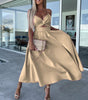 Robe Midi Drapée avec Fente et Poches pour Femmes