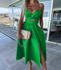 Robe Midi Drapée avec Fente et Poches pour Femmes