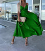 Robe Midi Drapée avec Fente et Poches pour Femmes