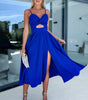 Robe Midi Drapée avec Fente et Poches pour Femmes
