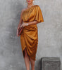 Robe Midi Épaules Dénudées et Drapée pour Femmes