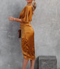 Robe Midi Épaules Dénudées et Drapée pour Femmes