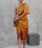 Robe Midi Épaules Dénudées et Drapée pour Femmes