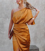 Robe Midi Épaules Dénudées et Drapée pour Femmes