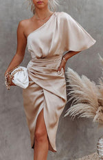 Robe Midi Épaules Dénudées et Drapée pour Femmes