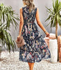 Robe Midi Élastique Imprimé Floral pour Femmes