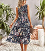 Robe Midi Élastique Imprimé Floral pour Femmes