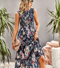 Robe Midi Élastique Imprimé Floral pour Femmes