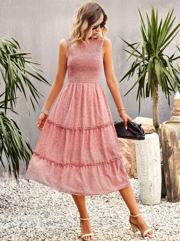 Robe Midi Élastique Imprimé Floral pour Femmes