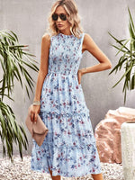 Robe Midi Élastique Imprimé Floral pour Femmes