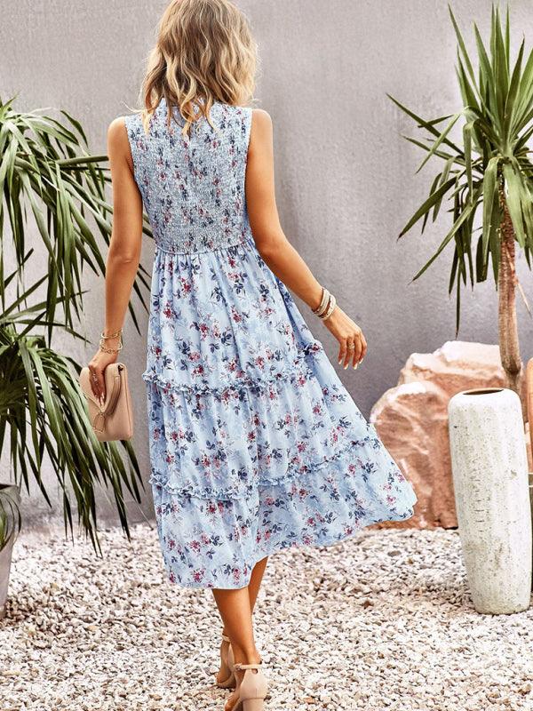 Robe Midi Élastique Imprimé Floral pour Femmes