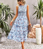 Robe Midi Élastique Imprimé Floral pour Femmes