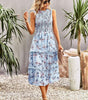 Robe Midi Élastique Imprimé Floral pour Femmes