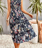 Robe Midi Élastique Imprimé Floral pour Femmes