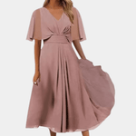 Robe Midi Décolleté en V Élégante pour Femmes