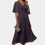 Robe Midi Décolleté en V Élégante pour Femmes