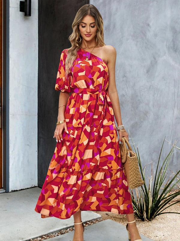 Robe Midi à Motif Géométrique pour Femmes