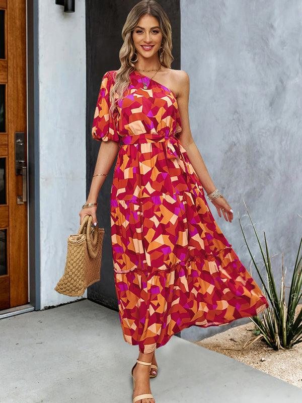 Robe Midi à Motif Géométrique pour Femmes