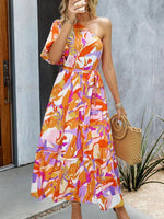 Robe Midi à Motif Géométrique pour Femmes